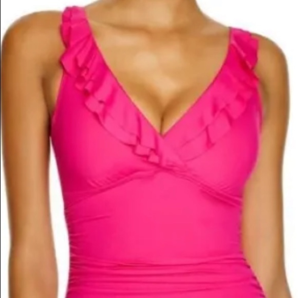 Ralph Lauren Orchid Tummy-Control Underwire Ruffled One-Piece Swimsuit - Picture 4 of 10